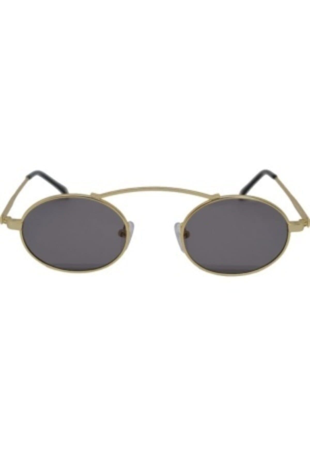 Unisex Güneş Gözlüğü Gold Metal Çerçeveli Füme Cam Uv400