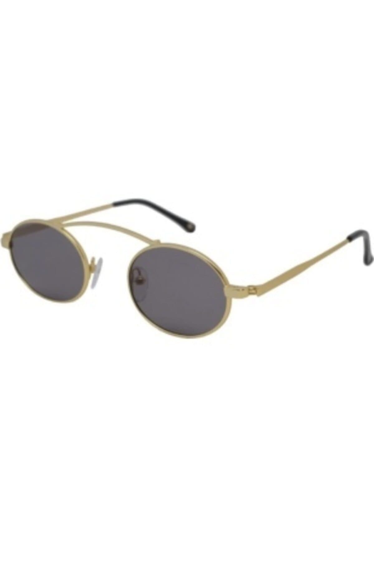 Unisex Güneş Gözlüğü Gold Metal Çerçeveli Füme Cam Uv400