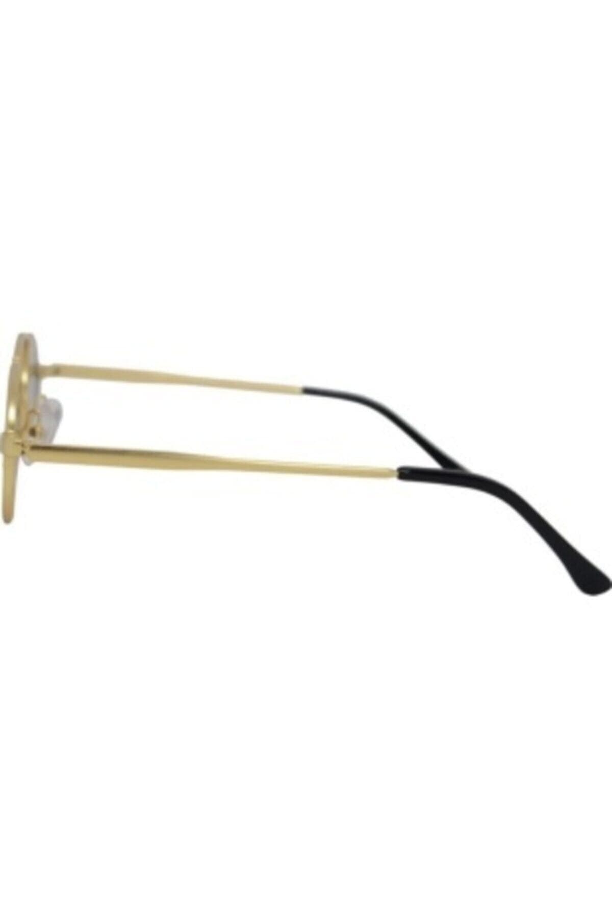 Unisex Güneş Gözlüğü Gold Metal Çerçeveli Füme Cam Uv400
